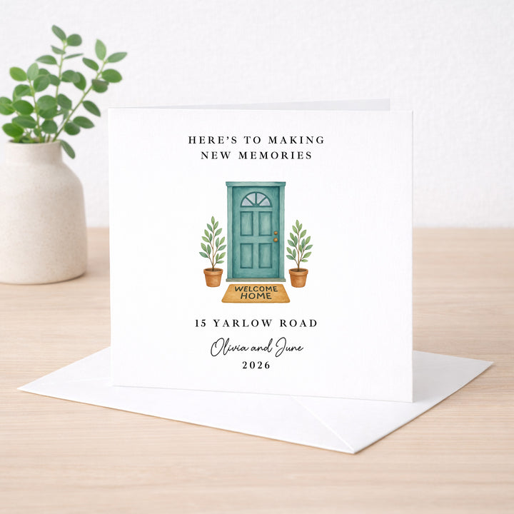 Personalised Housewarming Green Door New Home Card