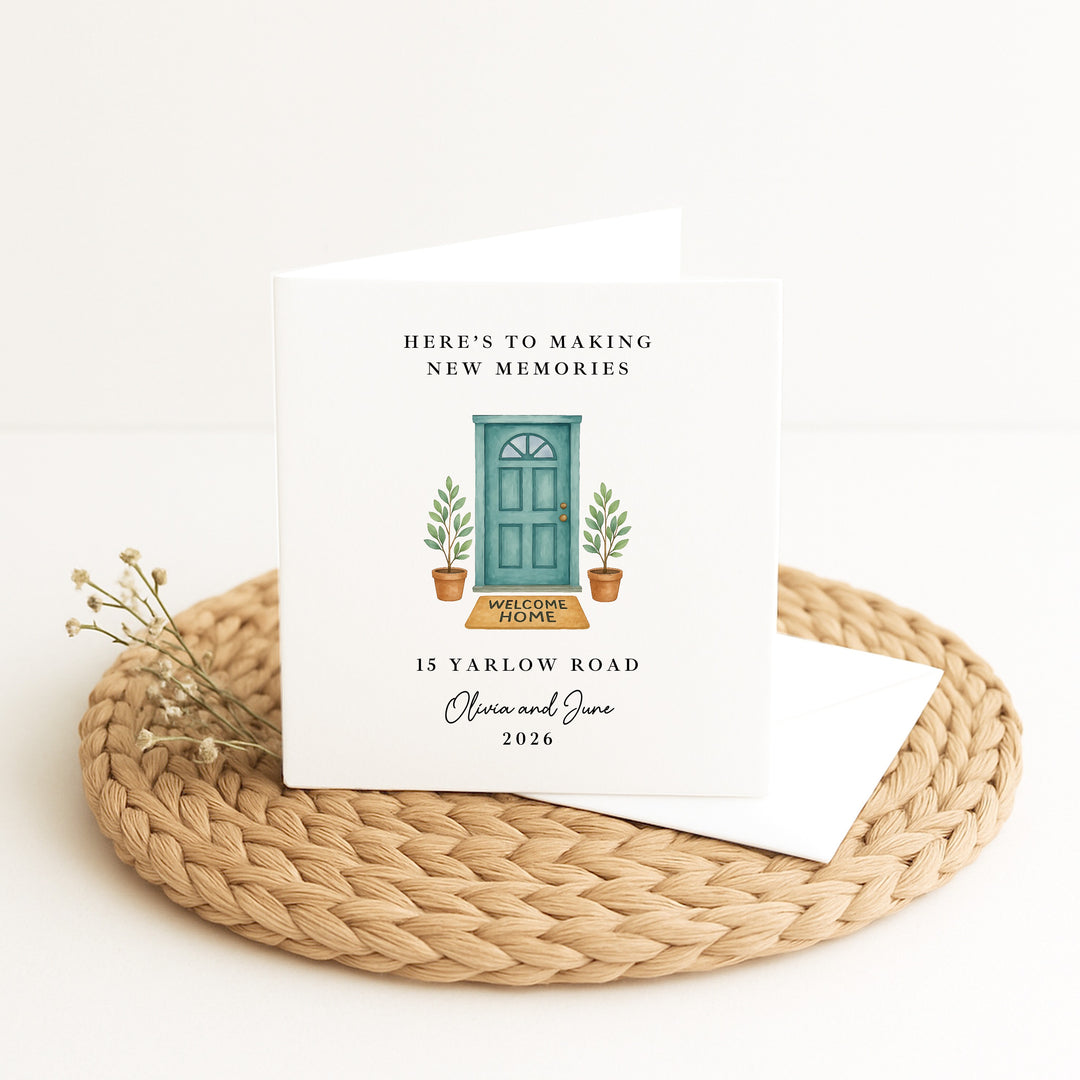 Personalised Housewarming Green Door New Home Card