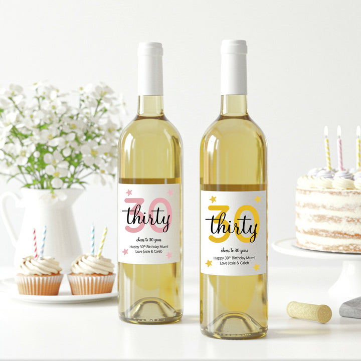 Personalised Cheers 30th Birthday Bottle Sticker