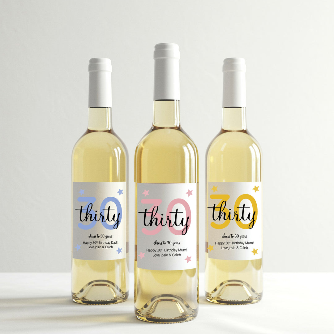 Personalised Cheers 30th Birthday Bottle Sticker