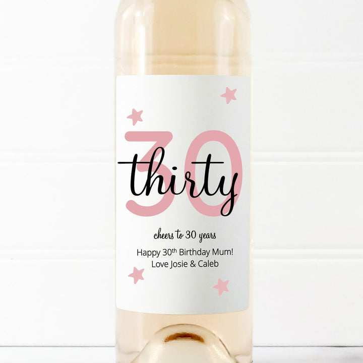 Personalised Cheers 30th Birthday Bottle Sticker