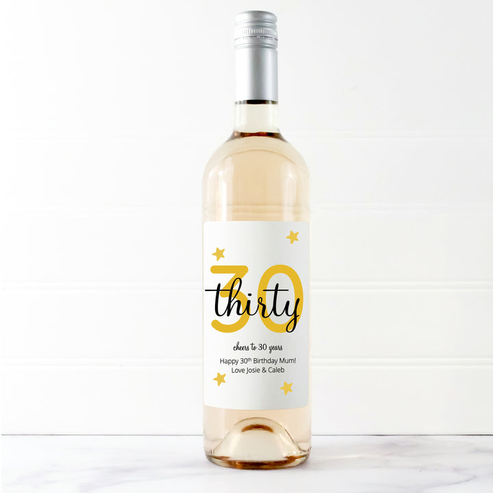 Personalised Cheers 30th Birthday Bottle Sticker