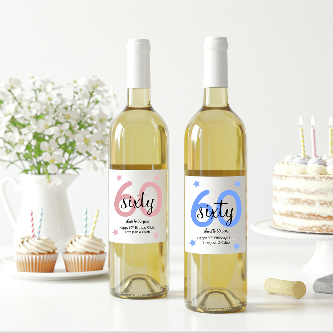 Personalised Cheers 60th Birthday Bottle Sticker
