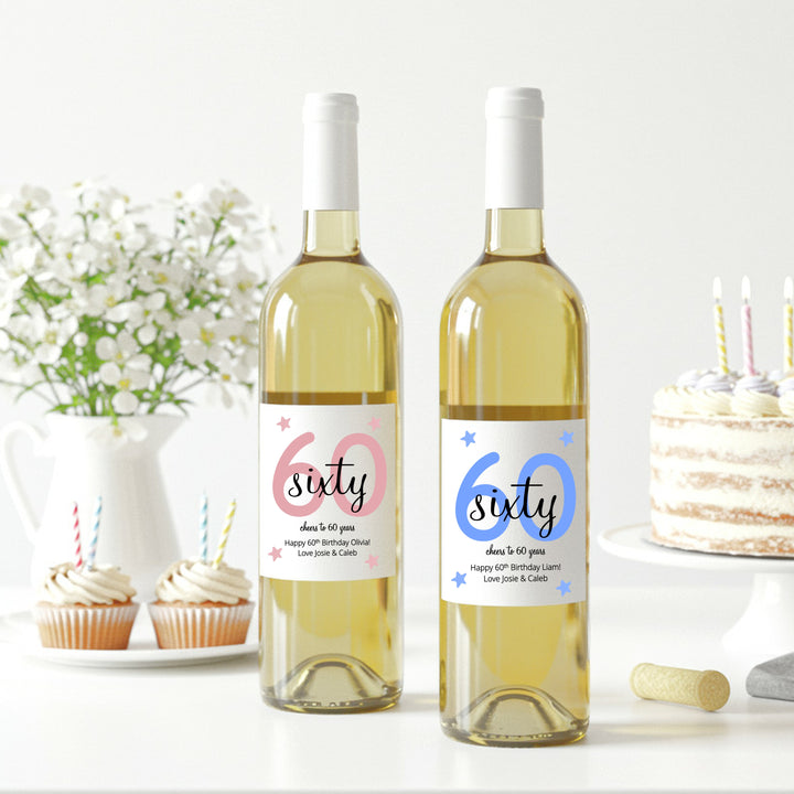 Personalised Cheers 60th Birthday Bottle Sticker