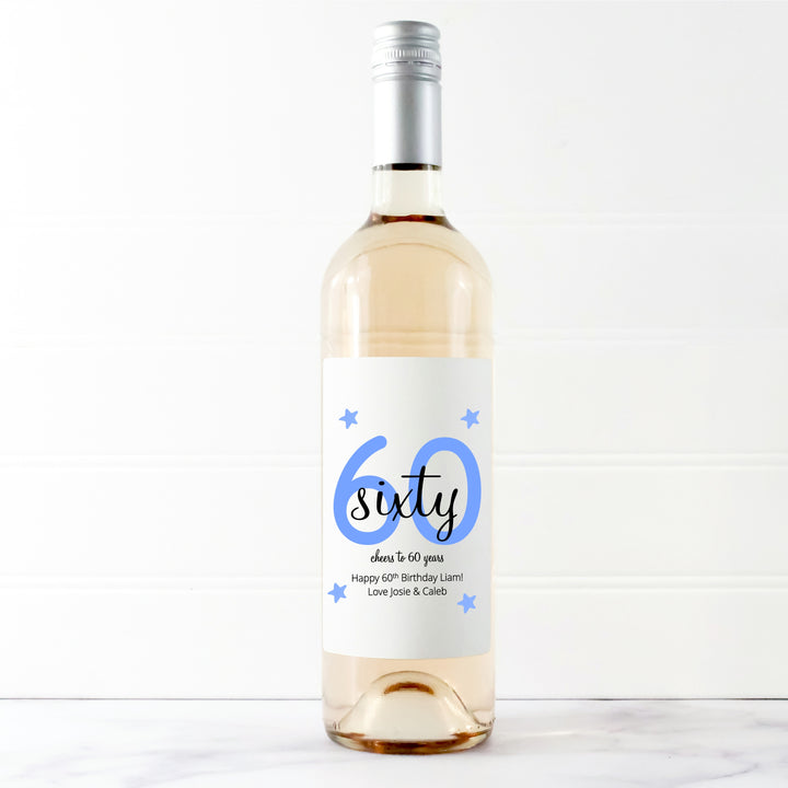 Personalised Cheers 60th Birthday Bottle Sticker