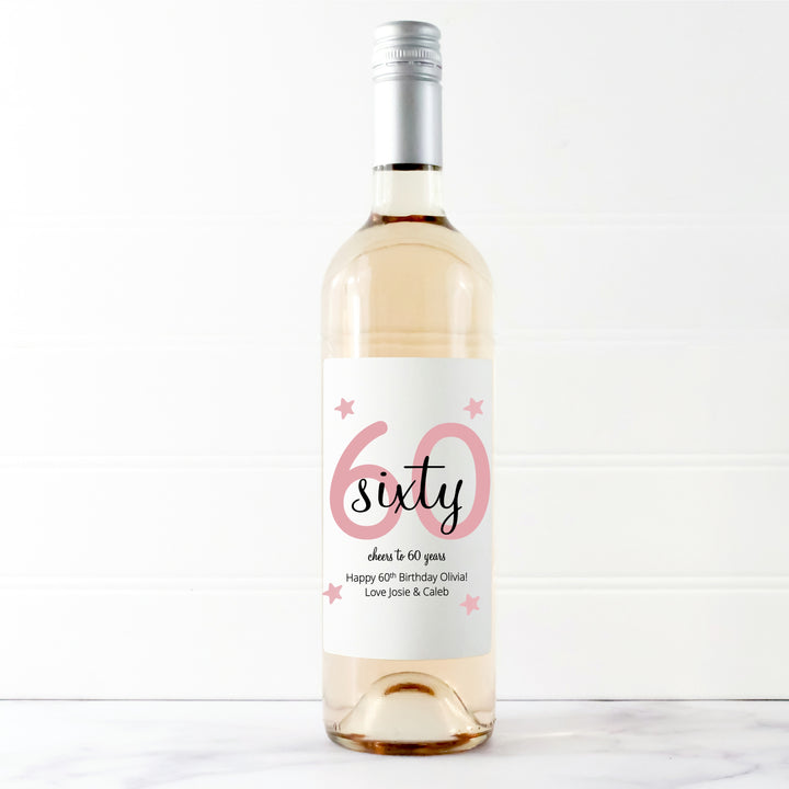 Personalised Cheers 60th Birthday Bottle Sticker