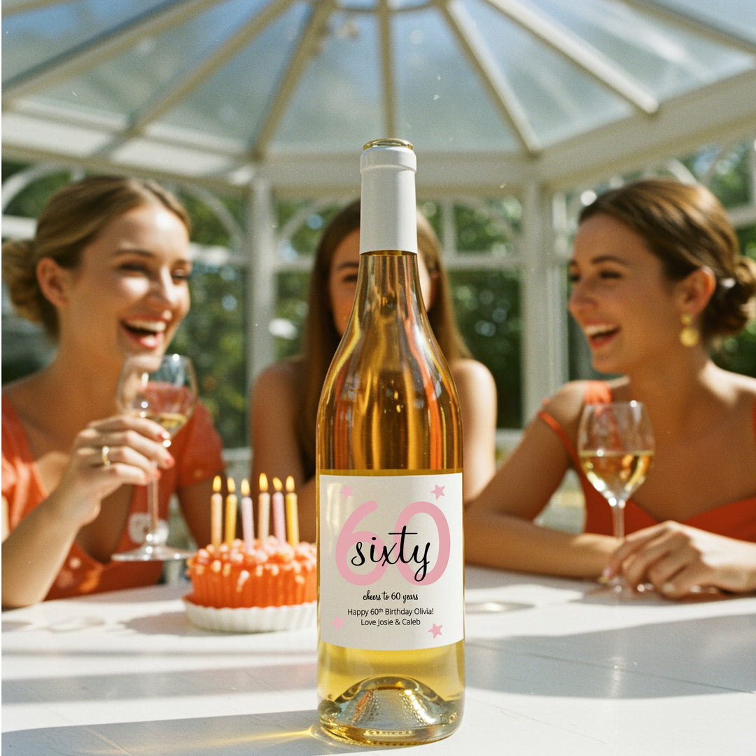 Personalised Cheers 60th Birthday Bottle Sticker