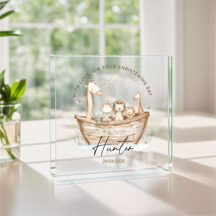 Personalised Acrylic Block Animal Boat Christening Gift