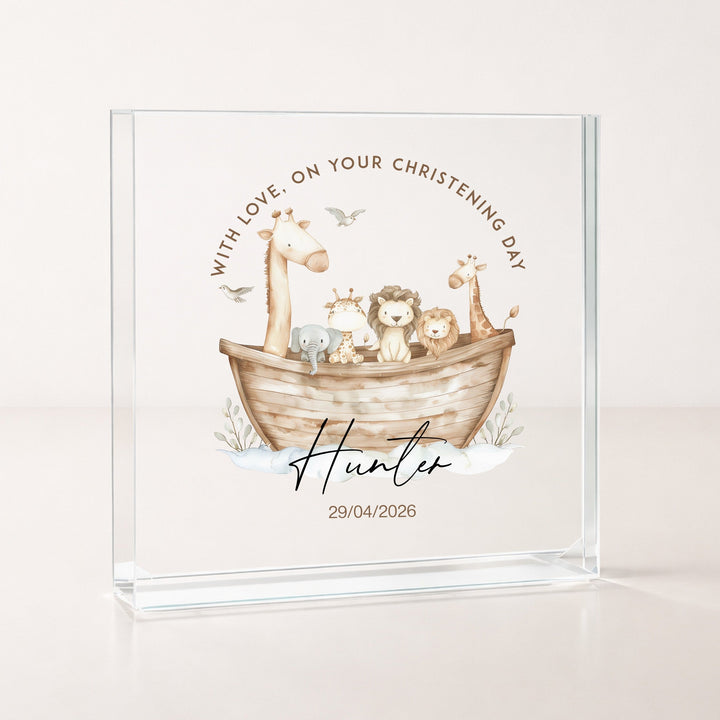 Personalised Acrylic Block Animal Boat Christening Gift