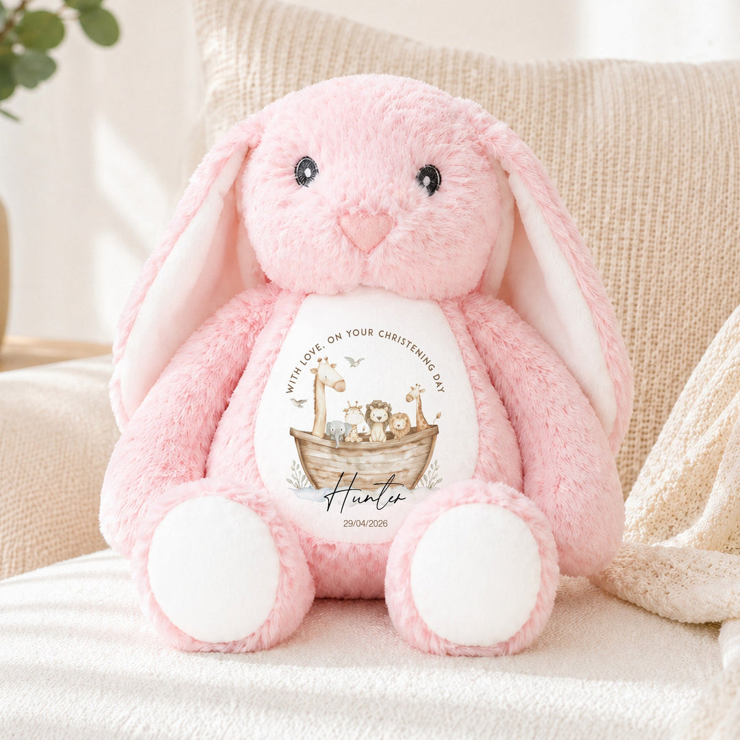 Personalised Animal Boat Christening Day Soft Toy