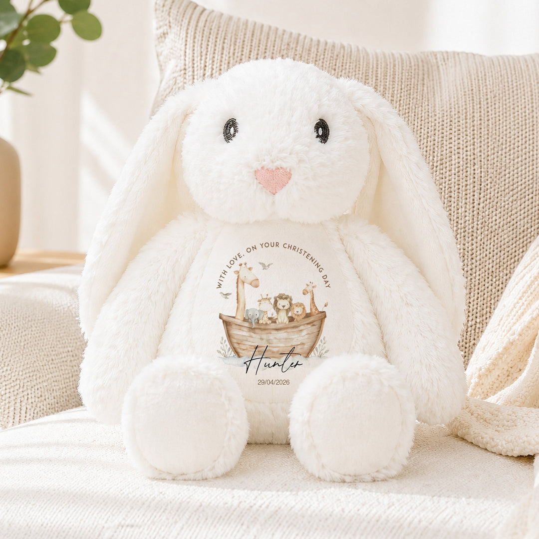 Personalised Animal Boat Christening Day Soft Toy