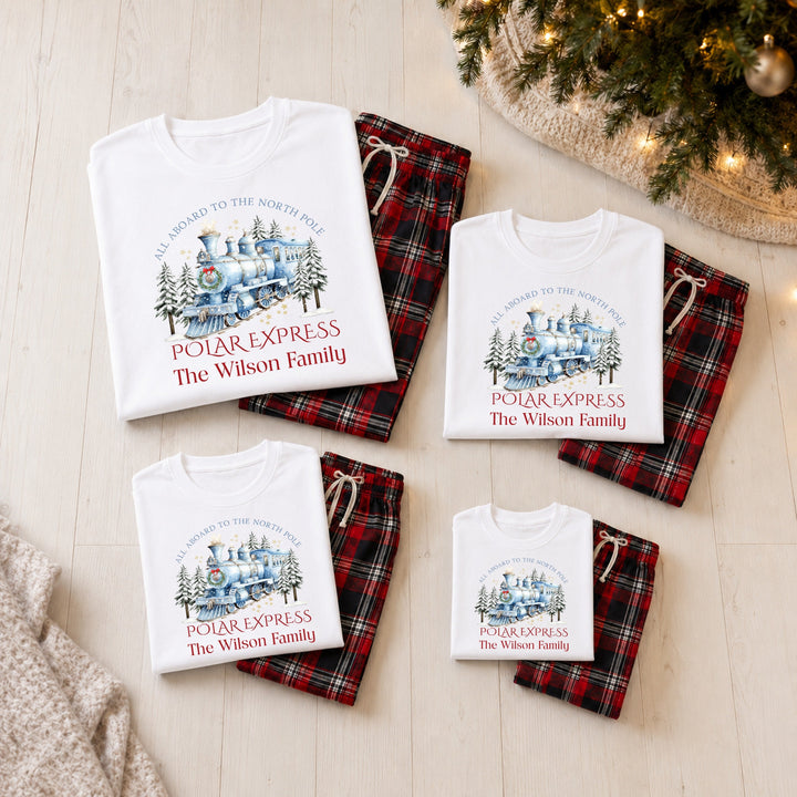 Personalised Family Matching Polar Express Tartan Christmas Pyjamas