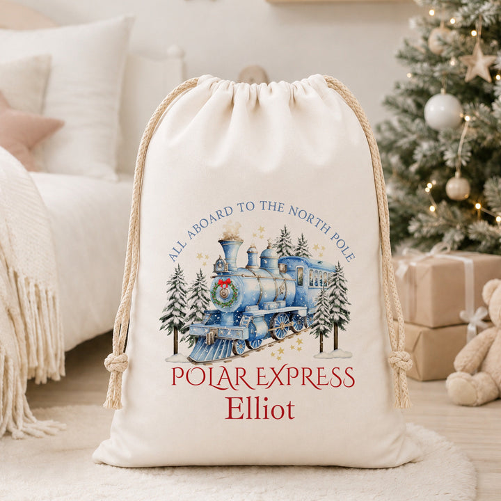 Personalised Christmas Polar Express Canvas Santa Sack