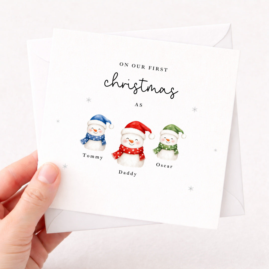 Personalised Snowmen Our First Christmas Card