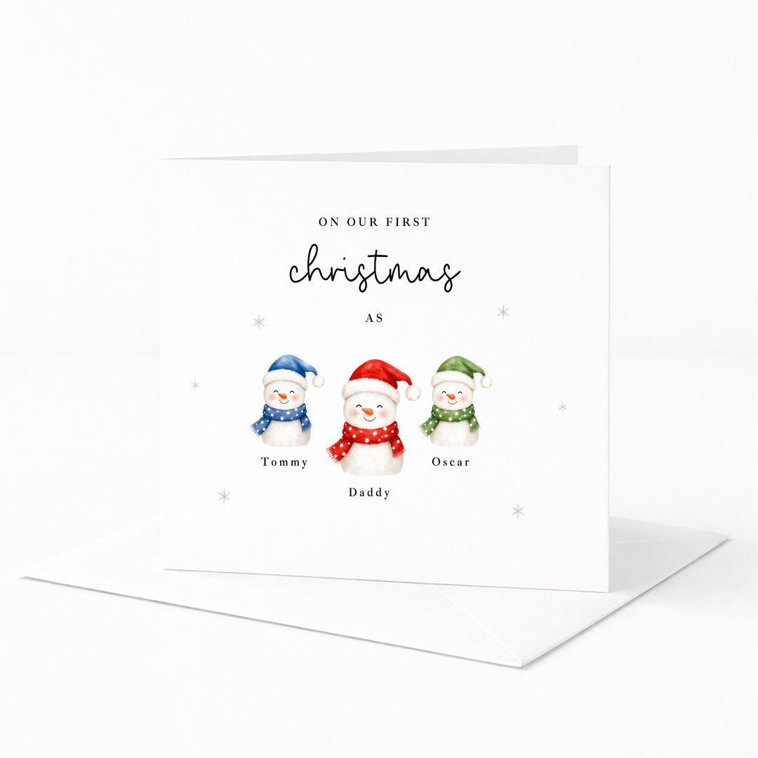 Personalised Snowmen Our First Christmas Card