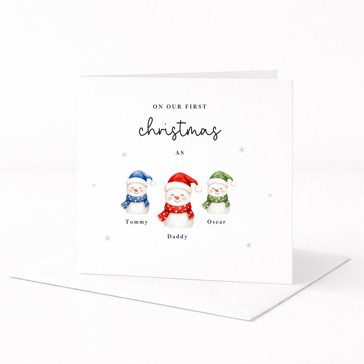 Personalised Snowmen Our First Christmas Card