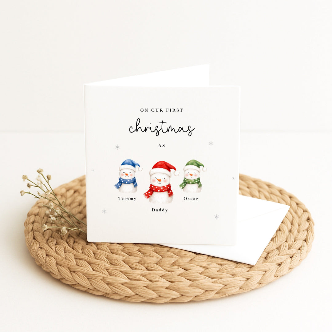 Personalised Snowmen Our First Christmas Card