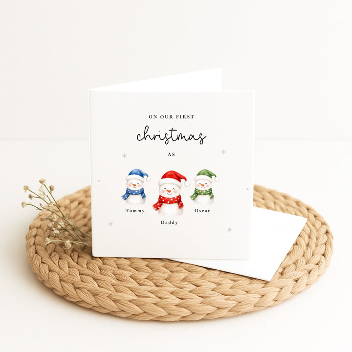 Personalised Snowmen Our First Christmas Card