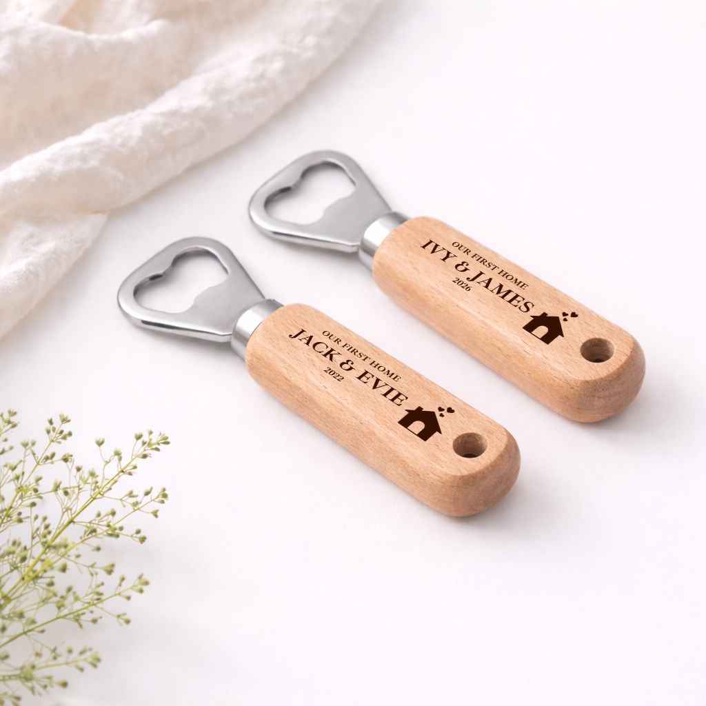 Personalised Hearts Our First Home Engraved Bottle Opener
