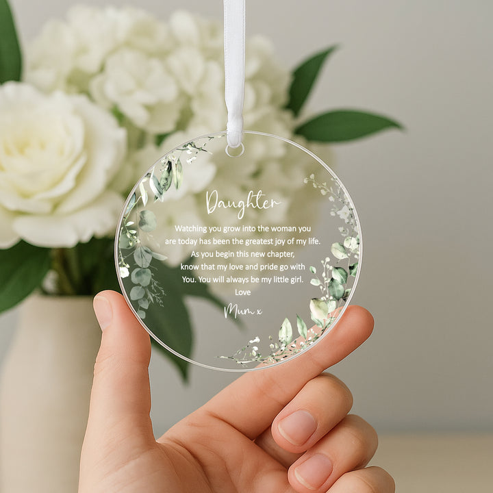 Personalised Floral To My Daughter Wedding Day Gift Ornament