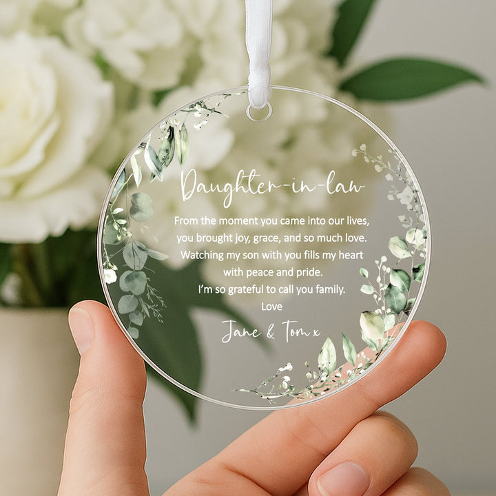 Personalised Floral To My Daughter In Law Wedding Day Gift Ornament