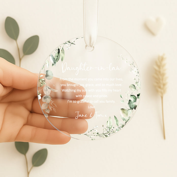 Personalised Floral To My Daughter In Law Wedding Day Gift Ornament
