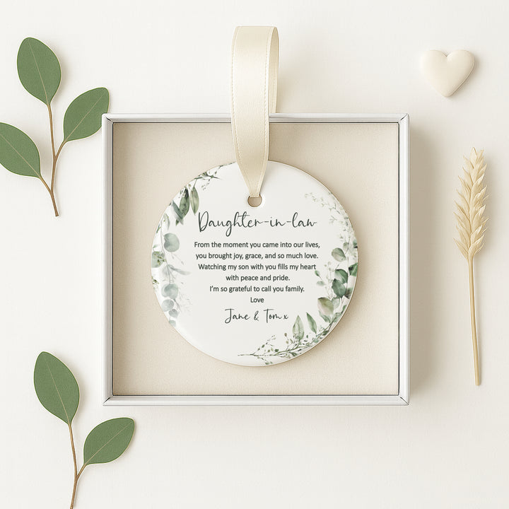 Personalised Floral To My Daughter In Law Wedding Day Gift Ornament