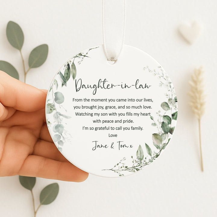Personalised Floral To My Daughter In Law Wedding Day Gift Ornament