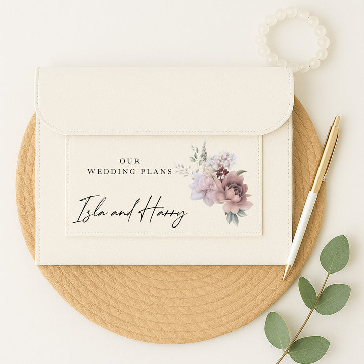 Personalised Pink Floral Wedding Planner Notes Folder