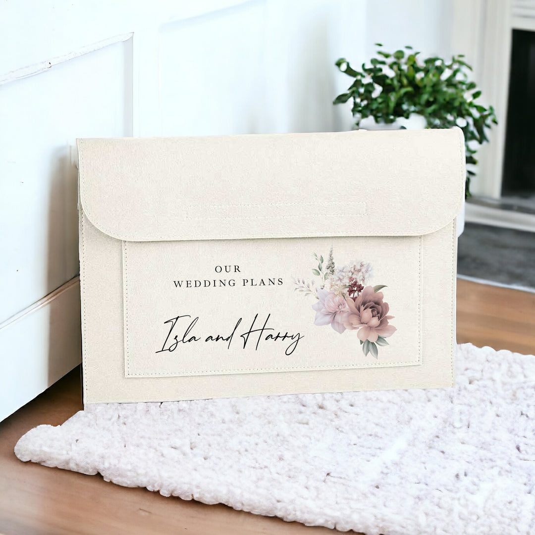 Personalised Pink Floral Wedding Planner Notes Folder