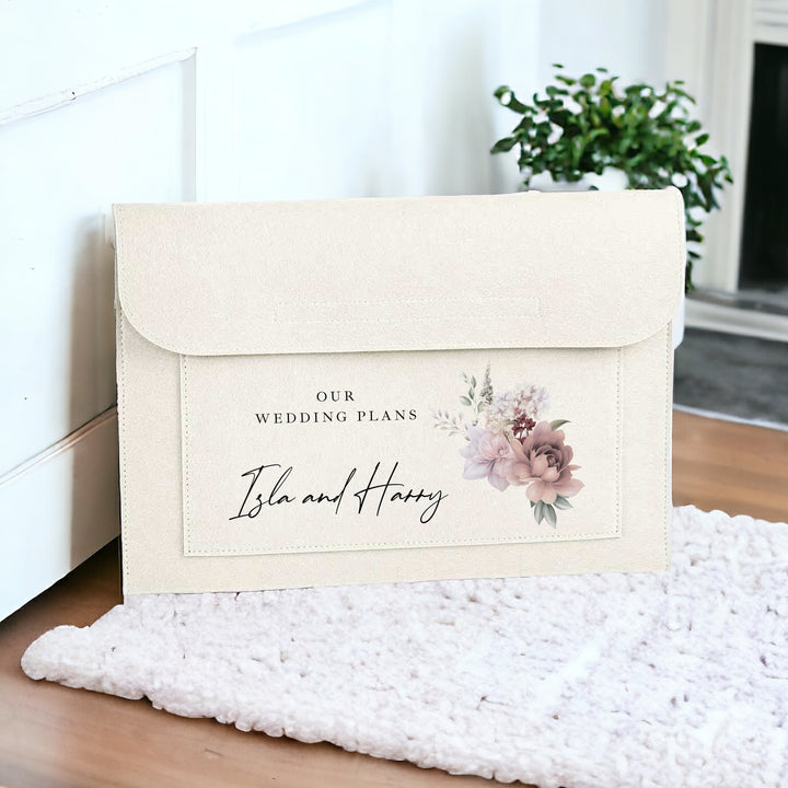 Personalised Pink Floral Wedding Planner Notes Folder
