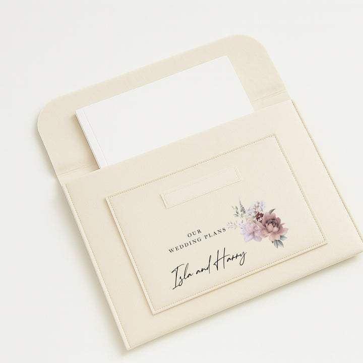 Personalised Pink Floral Wedding Planner Notes Folder