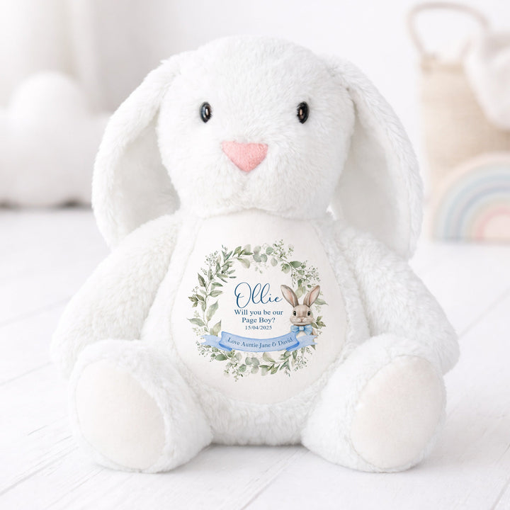 Personalised Blue Bunny Wreath Page Boy Rabbit Teddy
