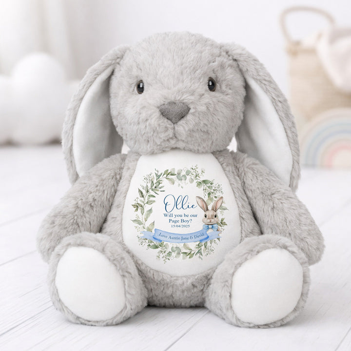 Personalised Blue Bunny Wreath Page Boy Rabbit Teddy