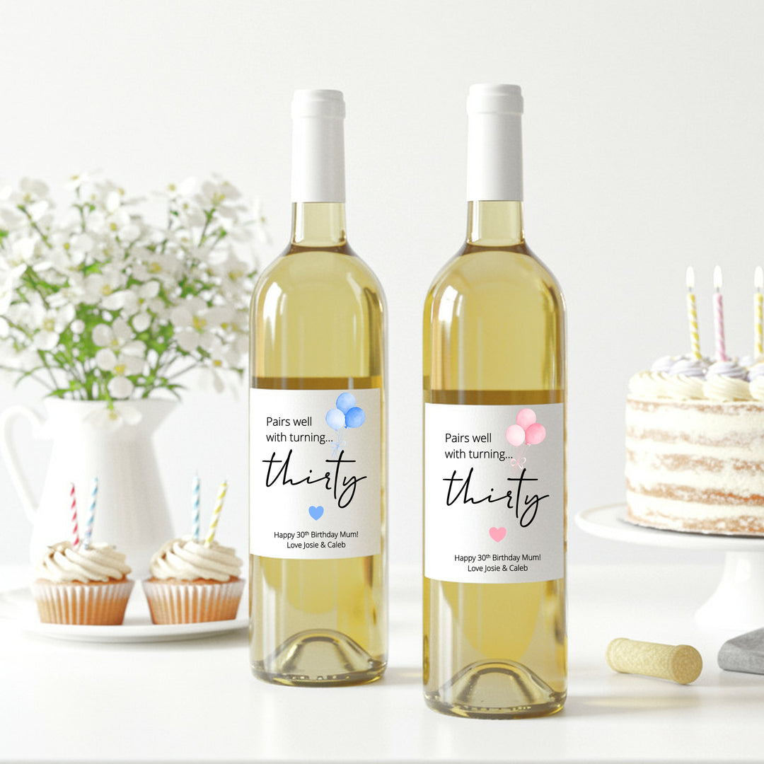 Personalised 30th Birthday Wine Bottle Sticker