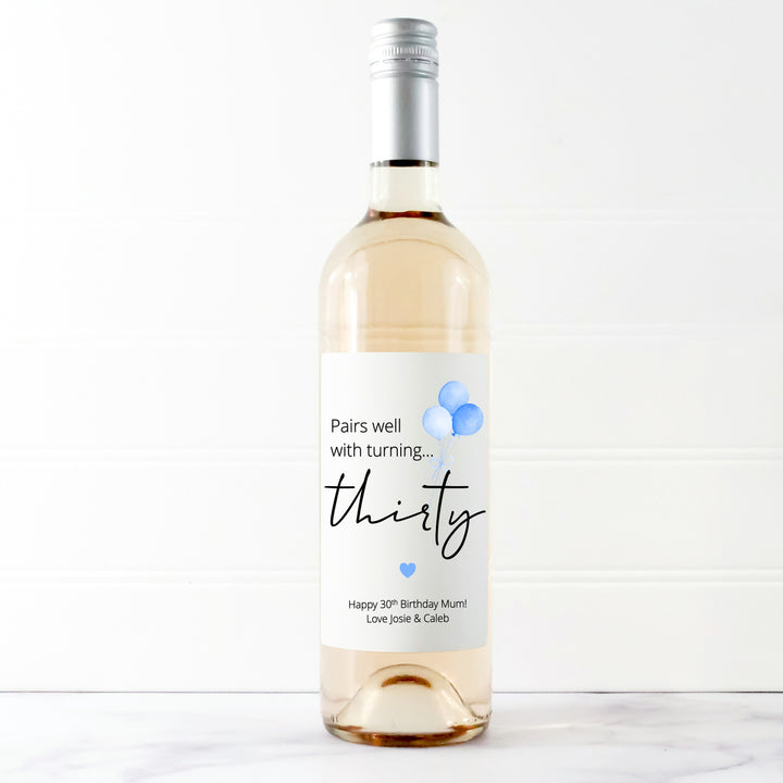 Personalised 30th Birthday Wine Bottle Sticker