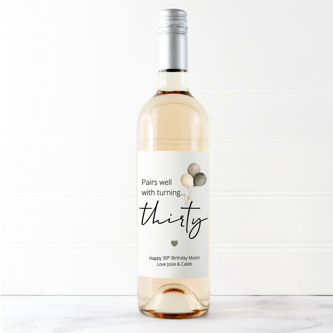 Personalised 30th Birthday Wine Bottle Sticker