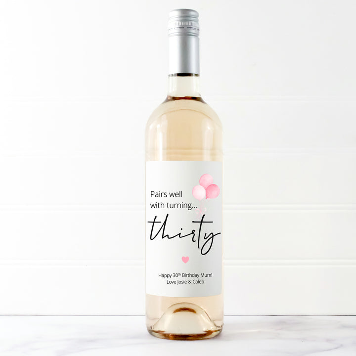 Personalised 30th Birthday Wine Bottle Sticker