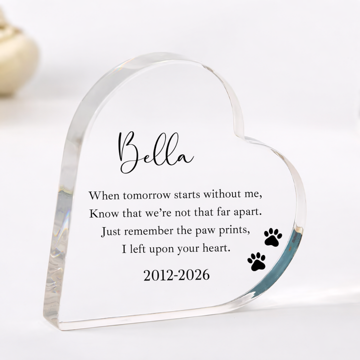 Personalised Pet Memorial Heart Acrylic Block