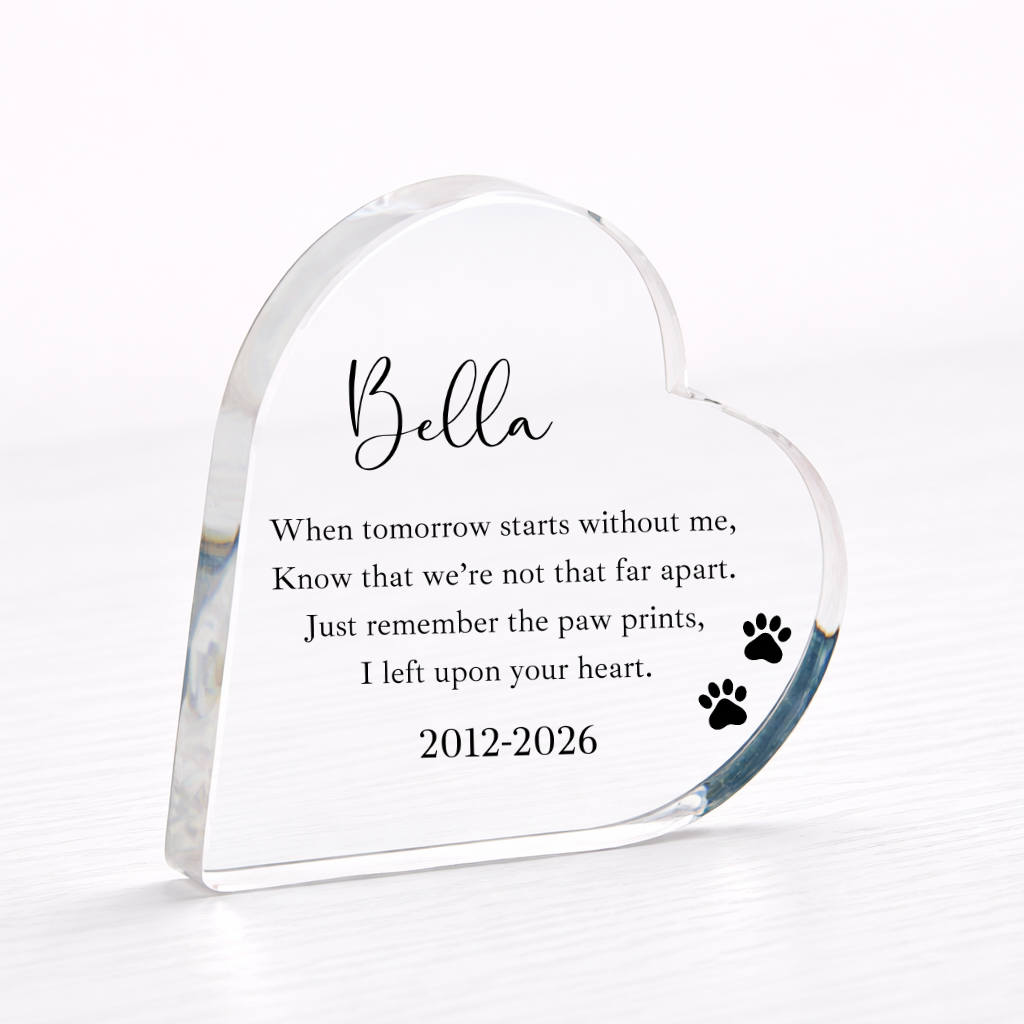 Personalised Pet Memorial Heart Acrylic Block