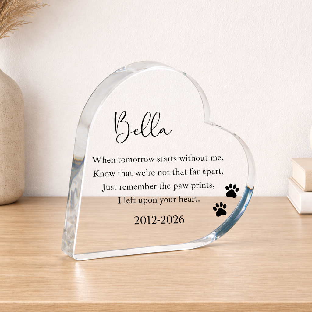 Personalised Pet Memorial Heart Acrylic Block