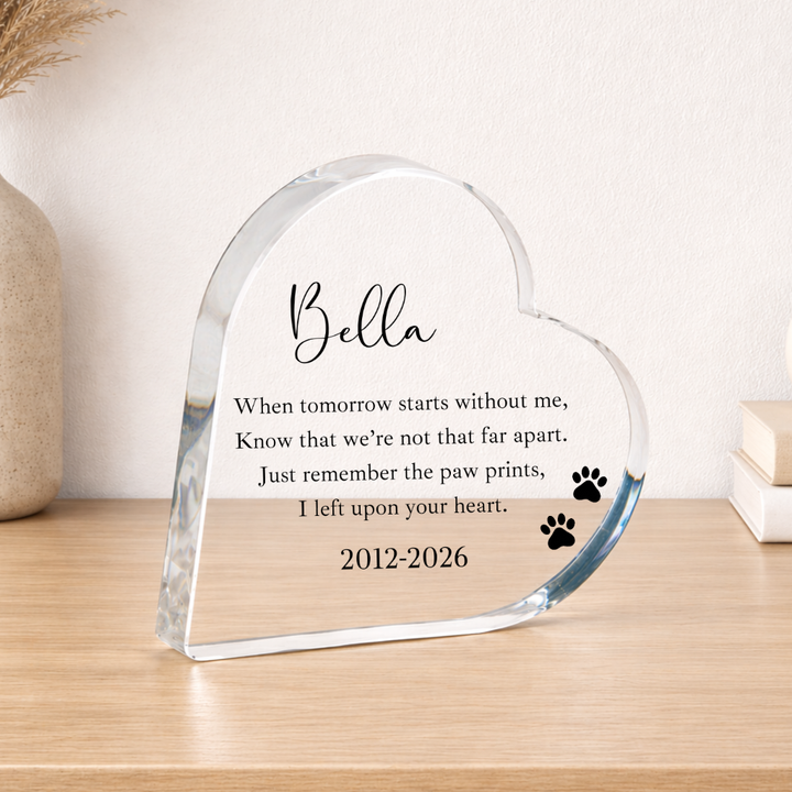 Personalised Pet Memorial Heart Acrylic Block