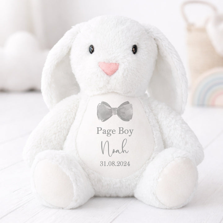 Personalised Grey Bow Tie Page Boy Rabbit Teddy
