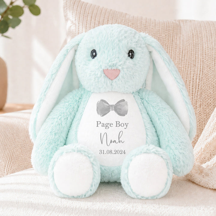 Personalised Grey Bow Tie Page Boy Rabbit Teddy