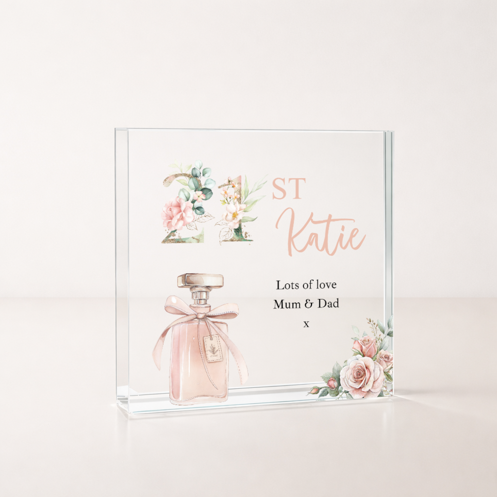 Personalised Pink Acrylic Block 21st Birthday Gift