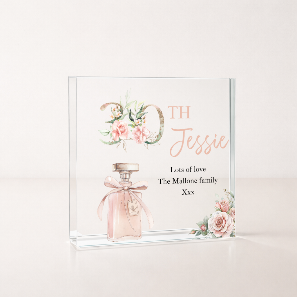 Personalised Pink Acrylic Block 30th Birthday Gift