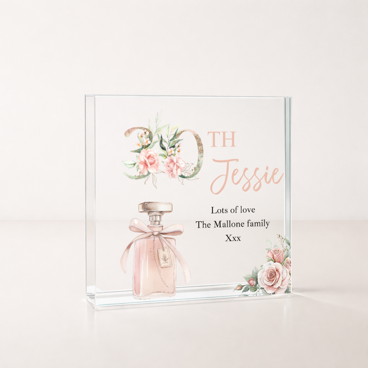 Personalised Pink Acrylic Block 30th Birthday Gift