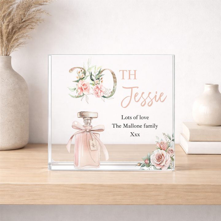 Personalised Pink Acrylic Block 30th Birthday Gift