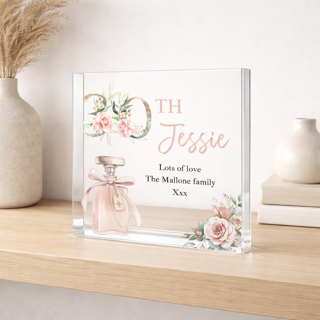 Personalised Pink Acrylic Block 30th Birthday Gift