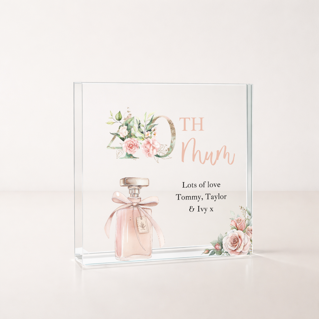 Personalised Pink Acrylic Block 40th Birthday Gift